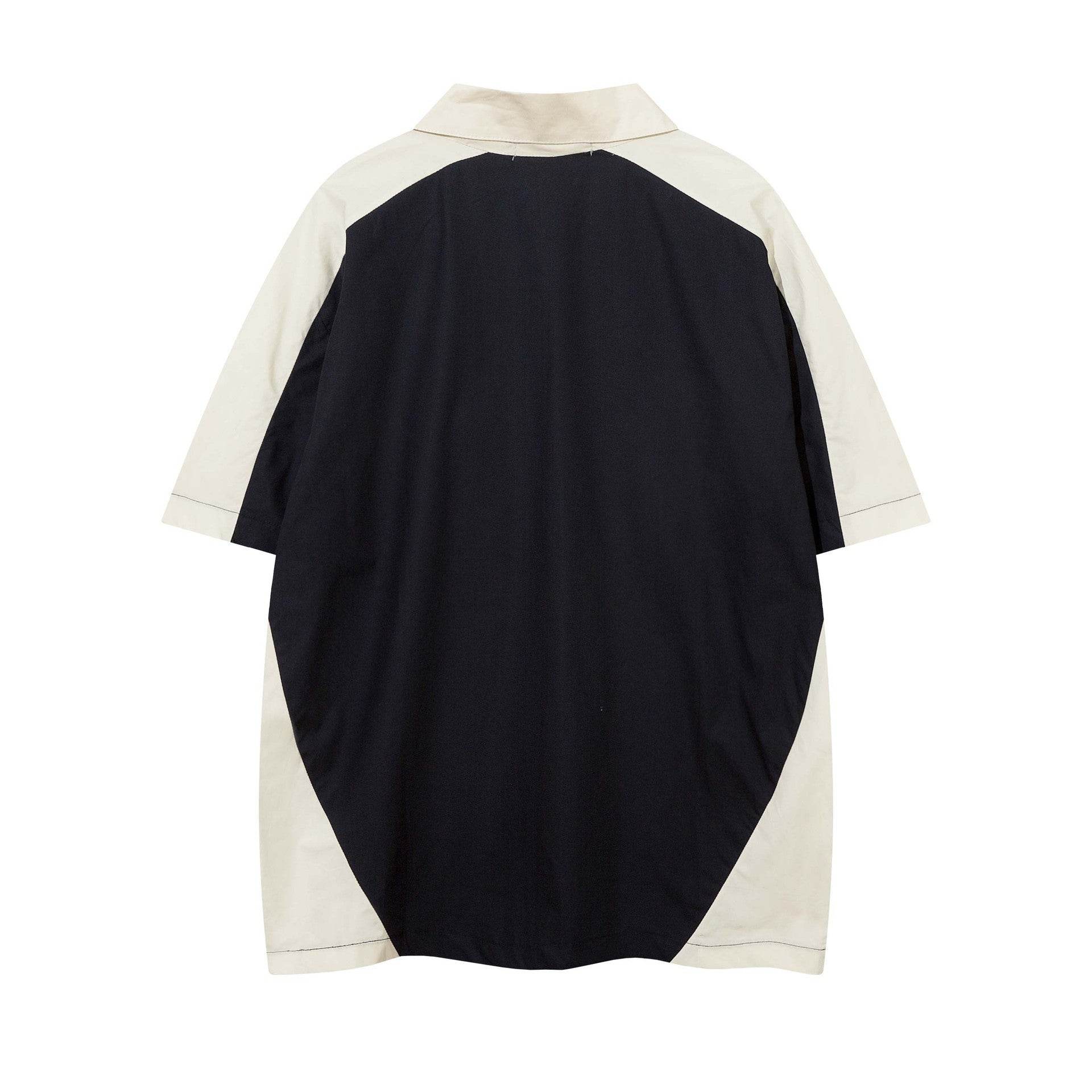 High Street Matching Letters Printing Lapel Short Sleeve Shirt For Men MuddyStock
