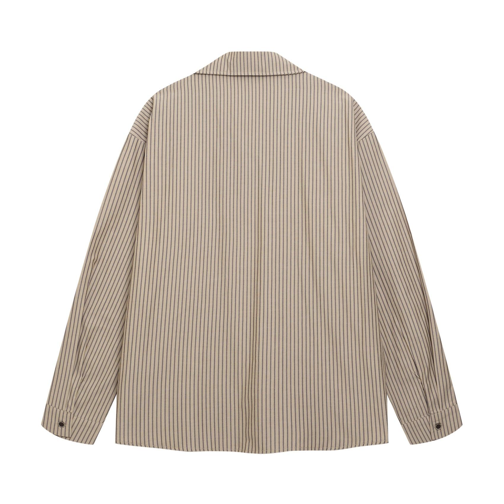 Cartoon Stripe Cute Dog Design Casual Loose Long Sleeve Shirt For Men | MuddyStock Originals