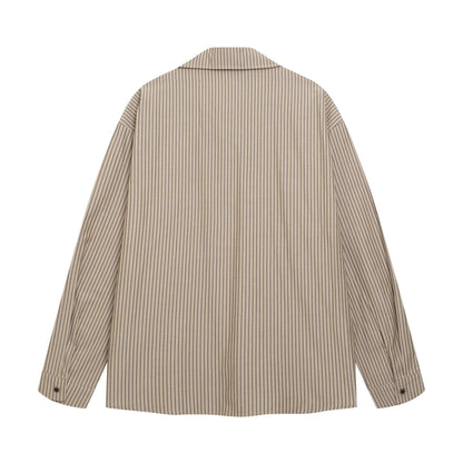 Cartoon Stripe Cute Dog Design Casual Loose Long Sleeve Shirt For Men | MuddyStock Originals