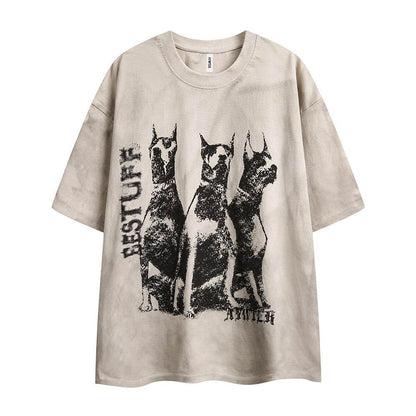 Doberman Pinscher Distressed T-shirt For Women Apricot MuddyStock