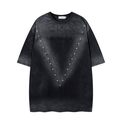 Streetwear Washed Beaded Short Sleeve T-Shirt For Men And Women | MuddyStock Originals MuddyStock