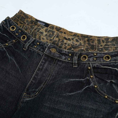 Fake two piece pair of jeans with spliced waistband for women | MuddyStock Originals
