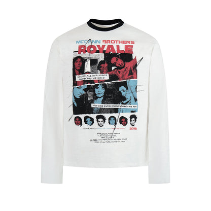 Street printed design long sleeved T-shirt for men | MuddyStock Originals White
