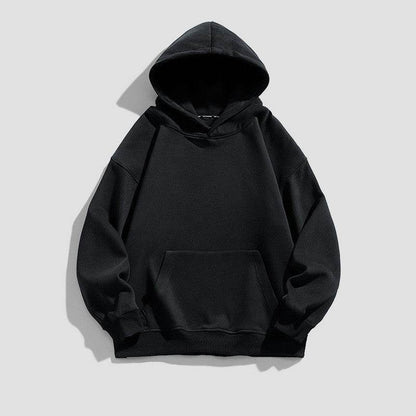 Men's American-style Simple Velvet Hoodie Top Black MuddyStock