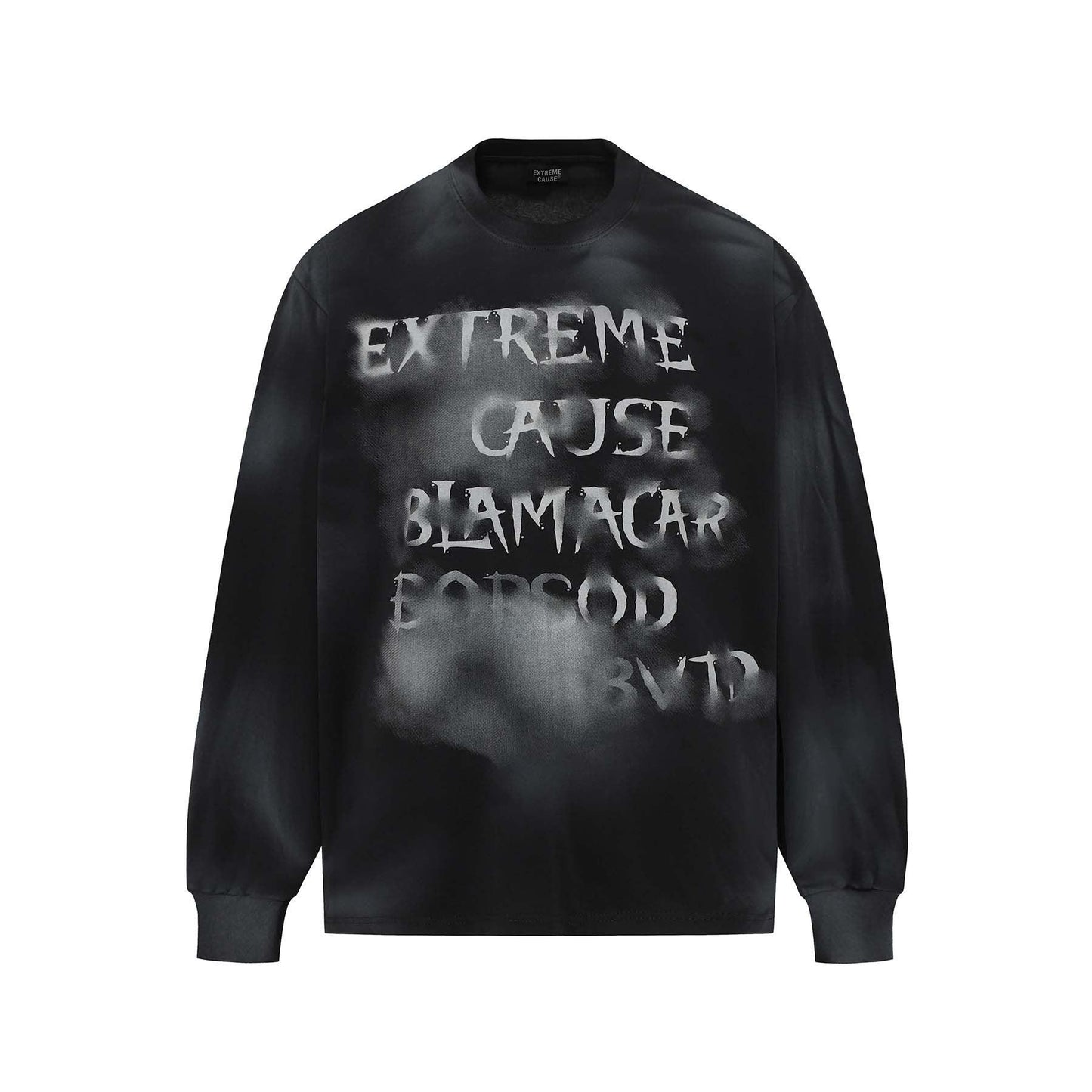 Retro Washed Distressed Fuzzy Letter Crew Neck Sweatshirt For Men null