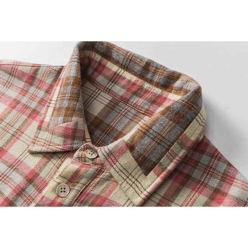 Plaid Splicing Long-sleeved Shirt For Women null