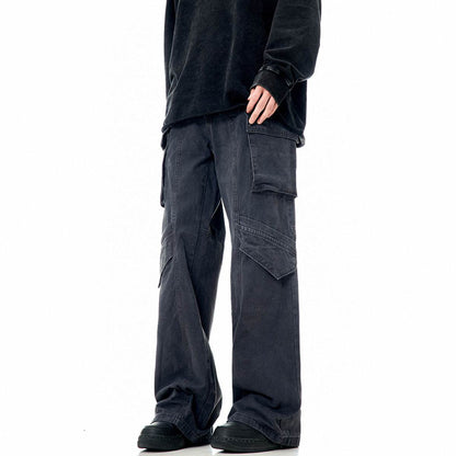 Casual Loose Straight Pu Wide-leg Trousers For Men And Women MuddyStock