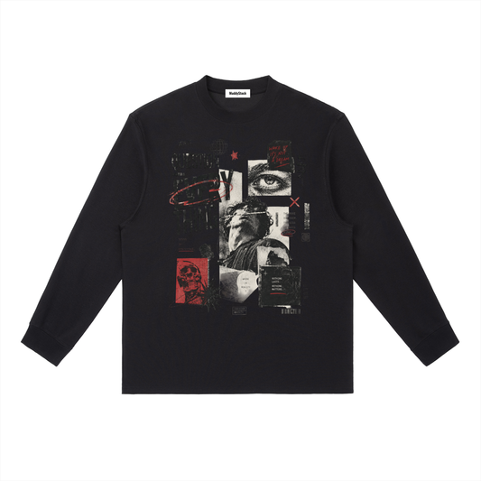 Essential Crewneck Long-Sleeve T-Shirt For Men | MuddyStock Originals Black