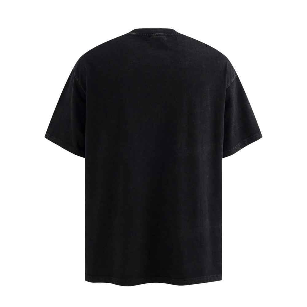 Character print distressed short sleeved shirt