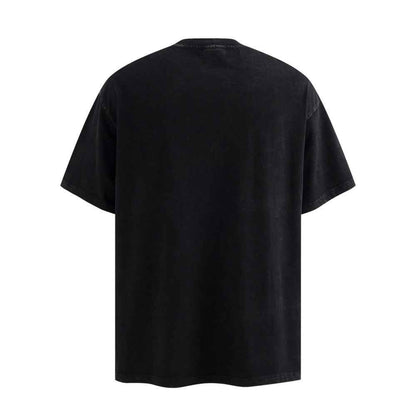 Character print distressed short sleeved shirt