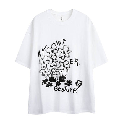 Women's Loose Casual Short-sleeved Top White MuddyStock