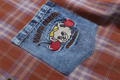 Plaid Loose Short Sleeve Shirt For Men And Women MuddyStock