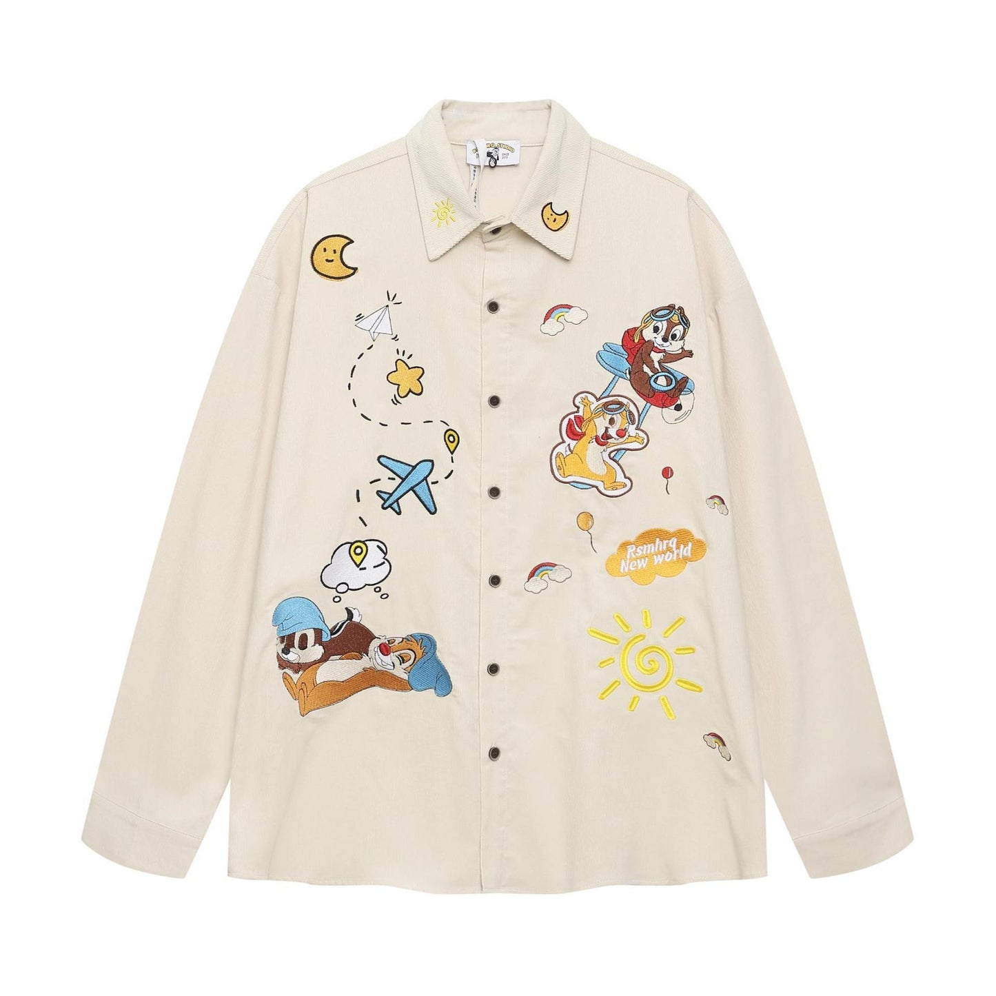 Cartoon Squirrel Flying Plane Pink Shirt For Women | MuddyStock Originals Apricot