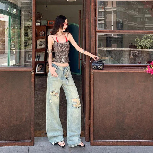 Women's High Waist Slim Narrow Leg Wide Leg Jeans | MuddyStock Originals Retro Color # Extended Length MuddyStock