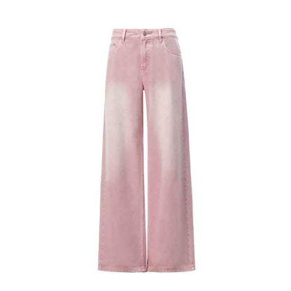 Women's Low-Waist Loose Fit Straight Leg Casual Pants | MuddyStock Originals Pink # Extended Length MuddyStock