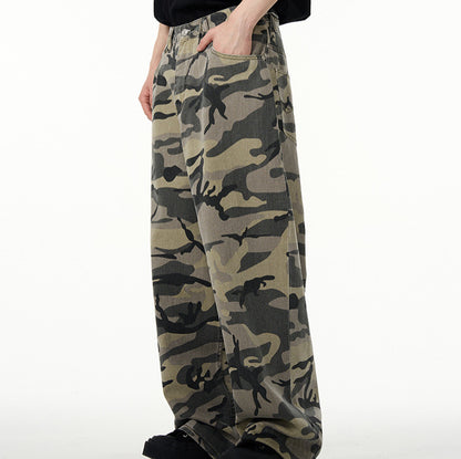 Retro camouflage workwear jeans