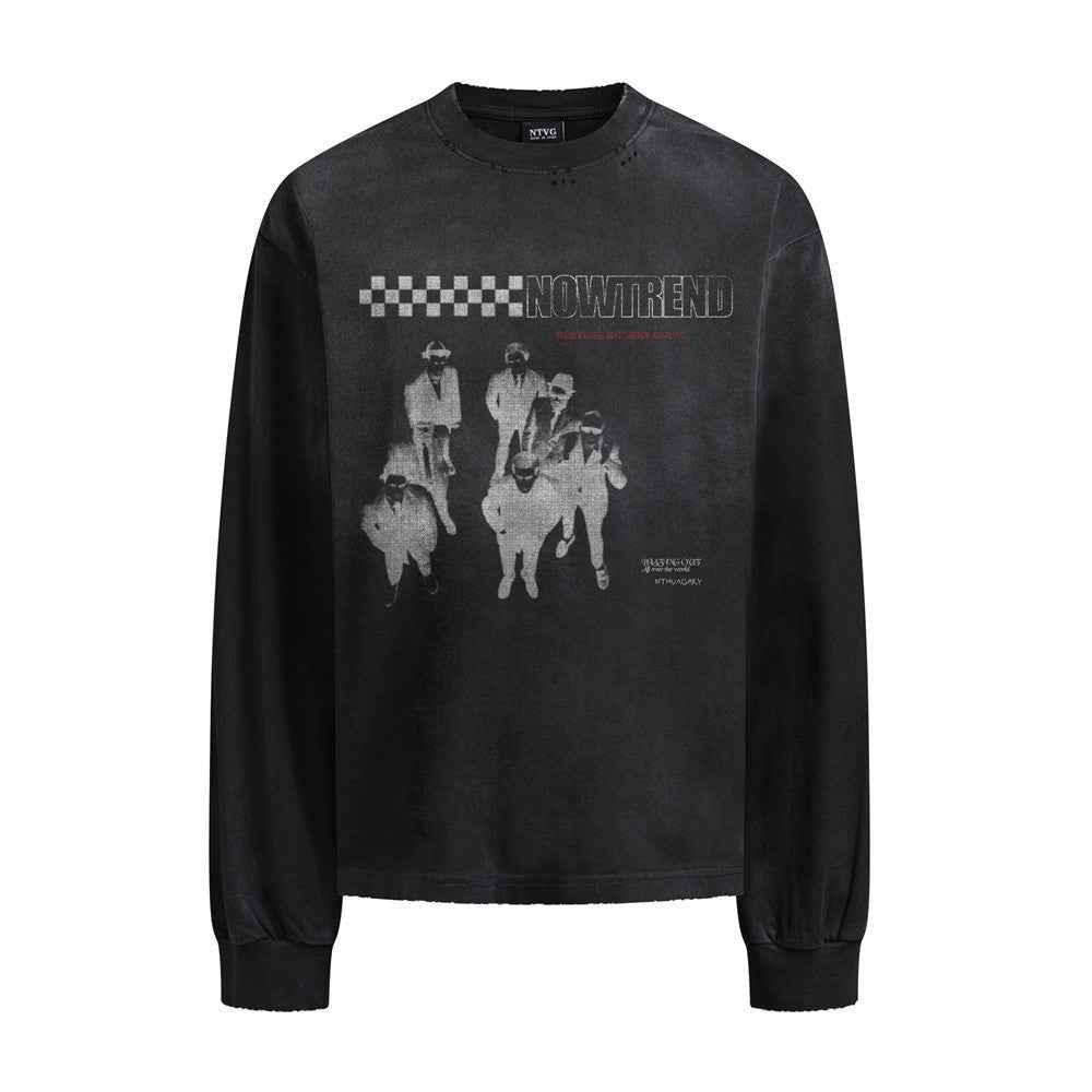 Abstract figure printed long sleeved t-shirt for men | MuddyStock Originals