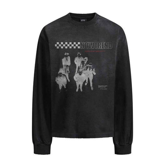 Abstract figure printed long sleeved t-shirt for men | MuddyStock Originals
