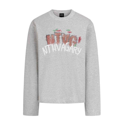 Hand drawn graffiti letter printed long sleeved shirt for men | MuddyStock Originals Light floral gray