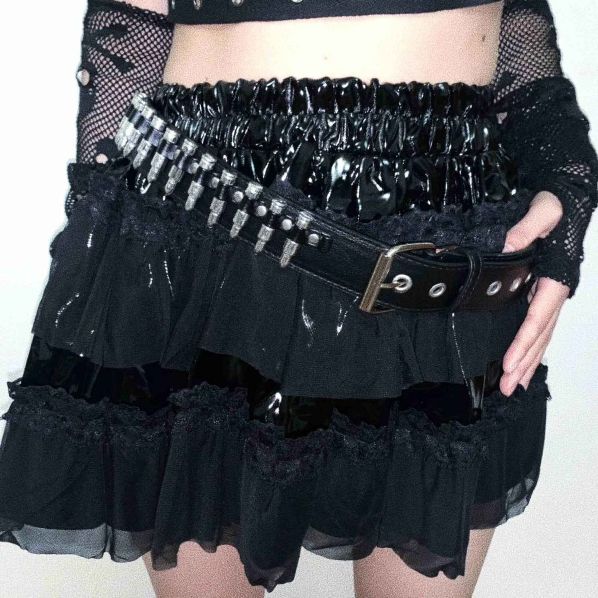 Low Waist Punk Rock Belt For Women 110cm Black Bullet