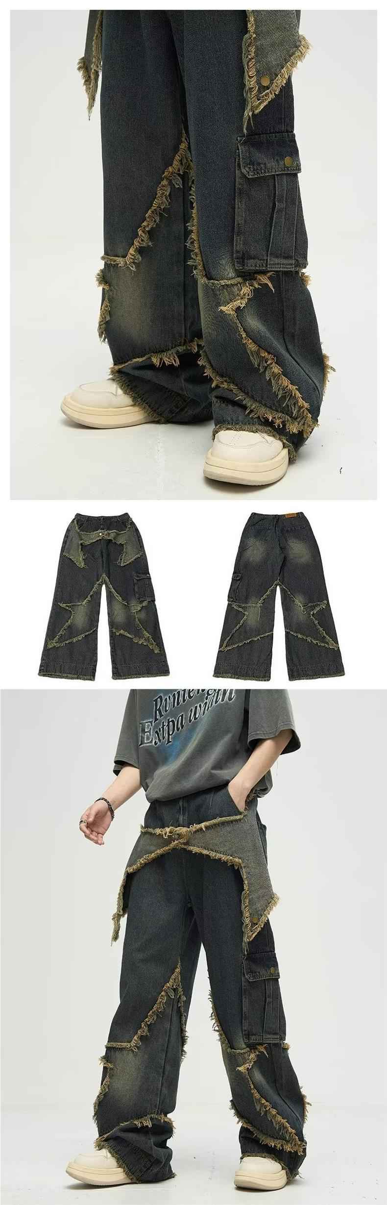 Retro Straight Loose Wide-leg Workwear Jeans For Men And Women MuddyStock