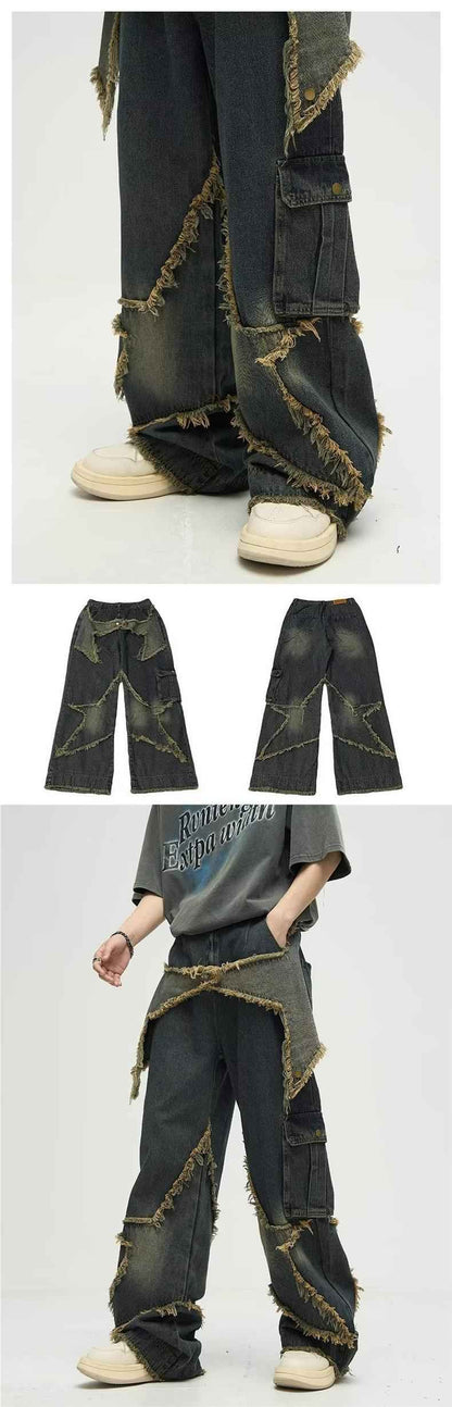 Retro Straight Loose Wide-leg Workwear Jeans For Men And Women MuddyStock