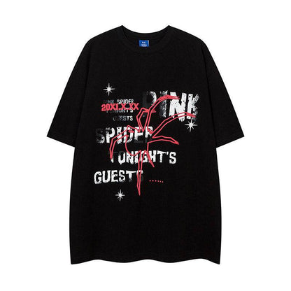 Spider Letter Print Short-sleeve For Men And Women MuddyStock