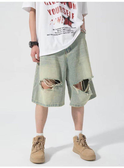 Ripped Denim Shorts For Men MuddyStock
