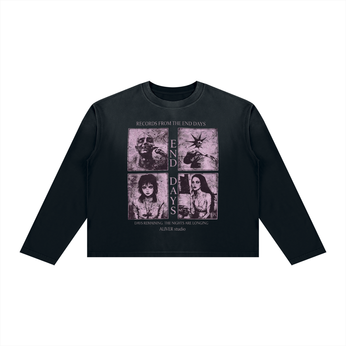 Sunfade Boxy Long Sleeve T-Shirt For Men | MuddyStock Originals Black
