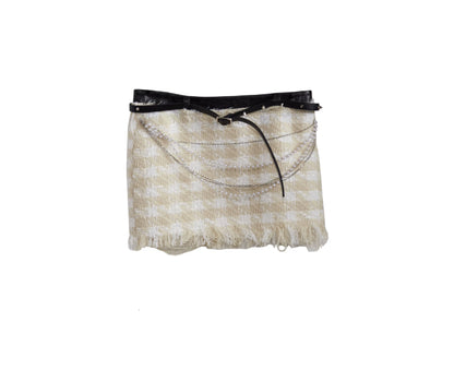 Fairy-style Chanel-inspired Ultra-short Chain-strap Skirt For Women Beige S All Products