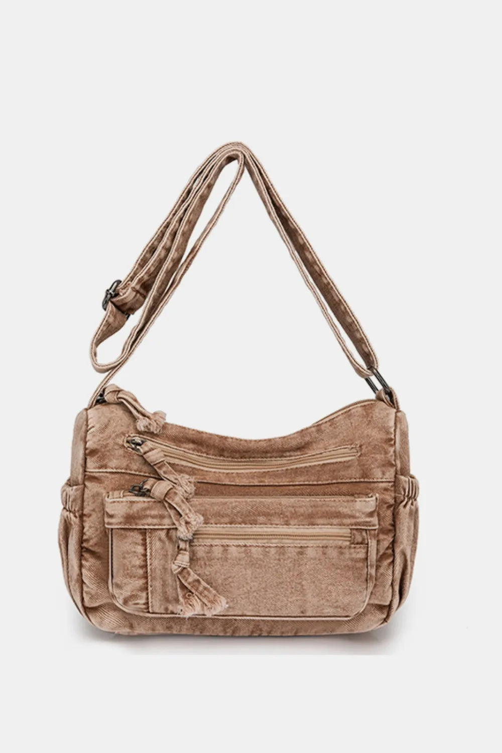 Adjustable Strap Denim Crossbody Bag For Women Camel One Size