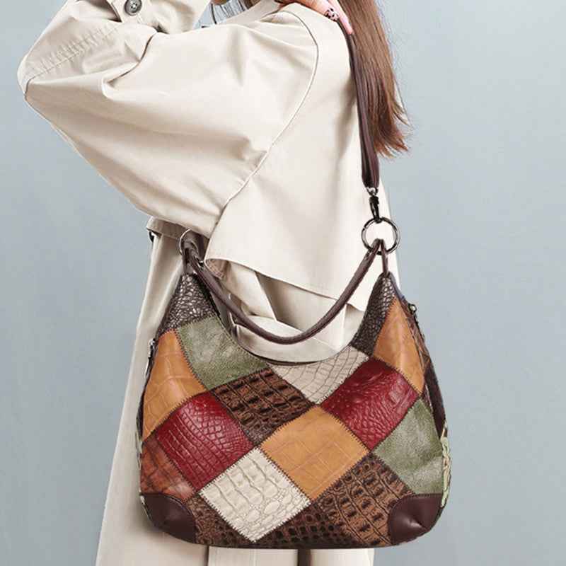 Women's Large Capacity Stitching Shoulder Tote Bag