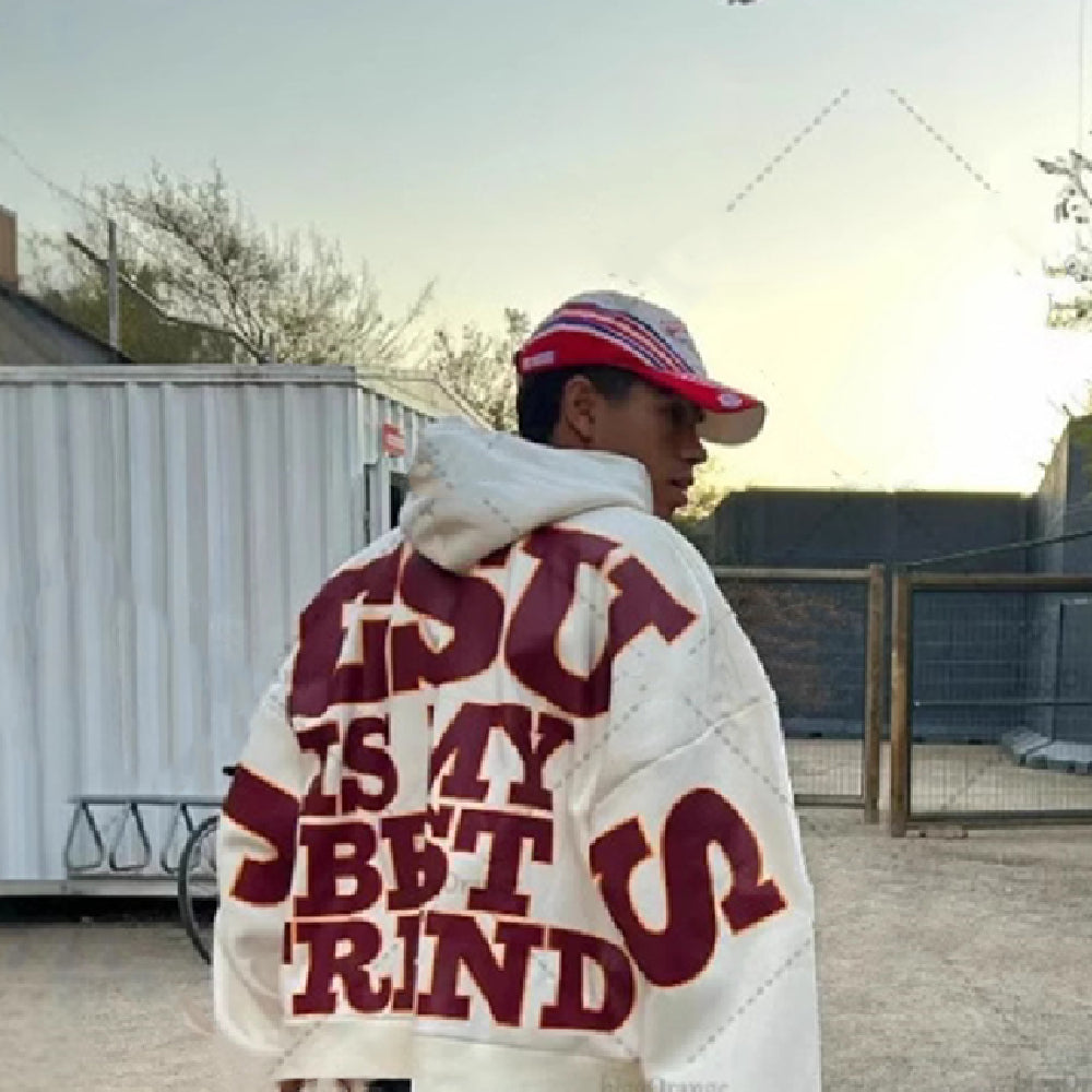 Winter New Letter Printed Hoodie For Men White All Products