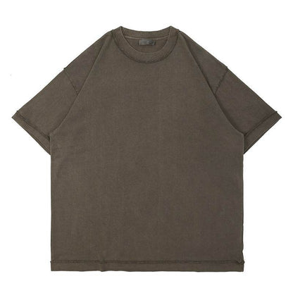 Heavy-duty Washed Reverse Short-sleeved Men Khaki MuddyStock