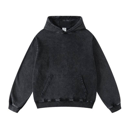 Thickened Washed Old Gradient Solid Color Batik Hooded Sweater For Men And Women MuddyStock