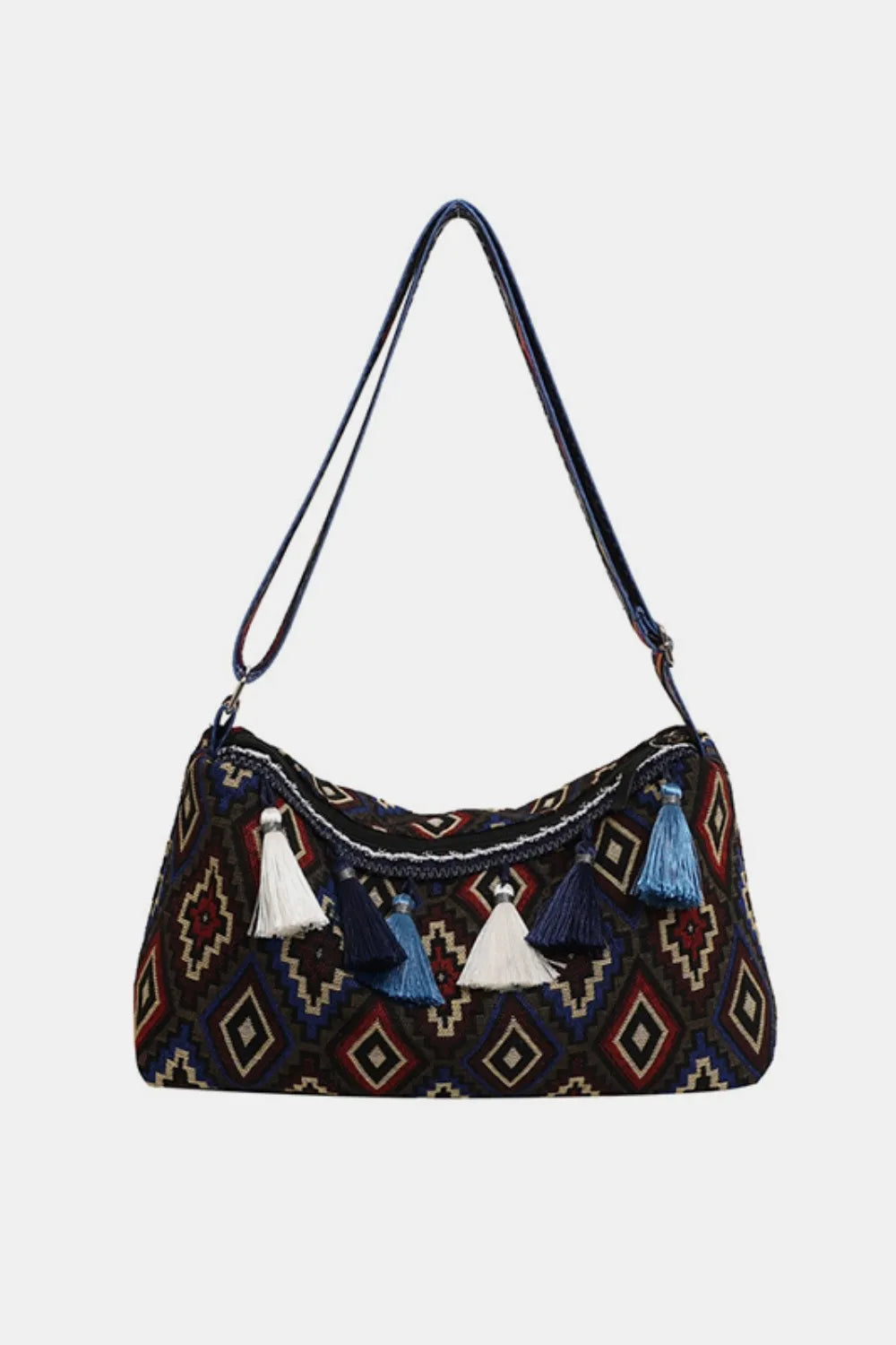 Tassel Adjustable Strap Shoulder Bag For Women Coffee Brown One Size