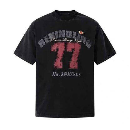 Street-style Loose-fitting Versatile Short-sleeve T-shirt For Men Black