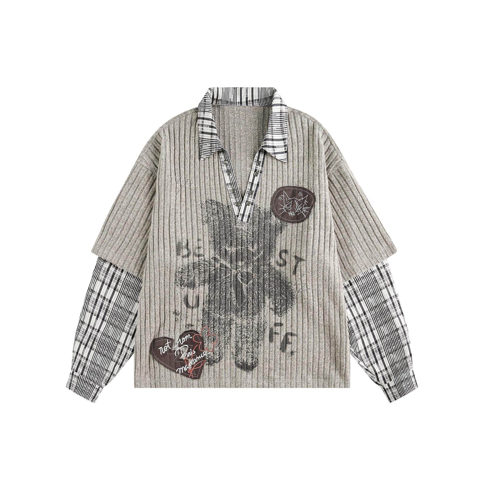 Two fake knitted sweaters with teddy bear pattern for women | MuddyStock Originals Gray MuddyStock