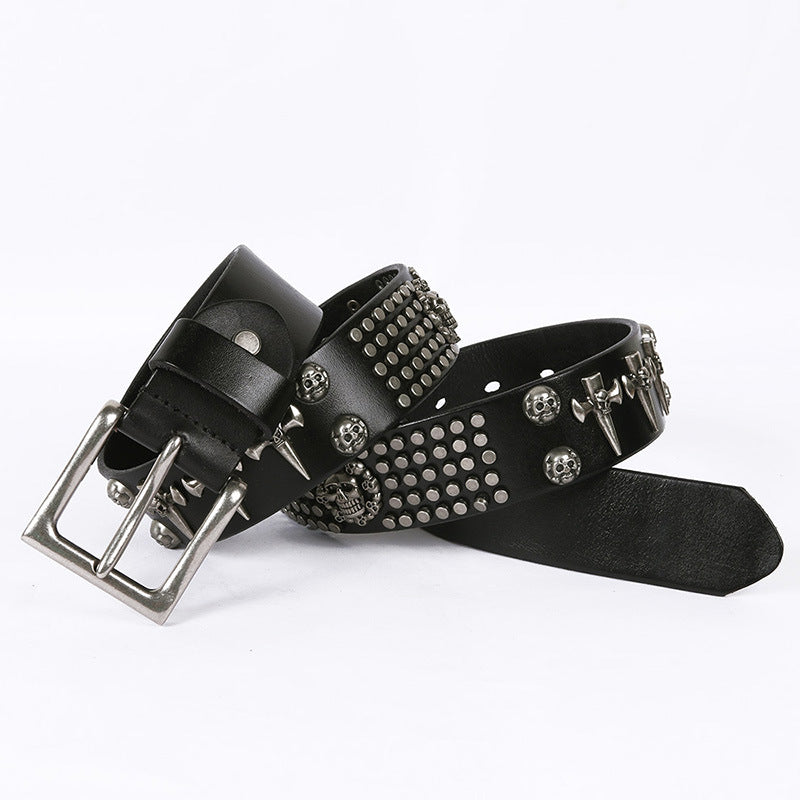 Punk Style Skull Head All-Match Belt Black