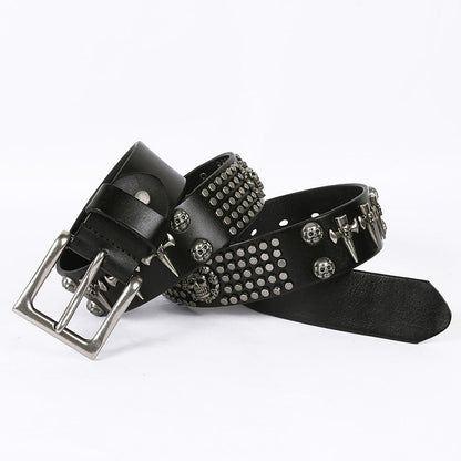 Punk Style Skull Head All-Match Belt Black
