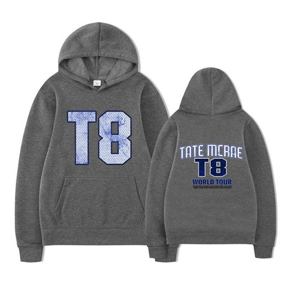 Tate McRae Fleece Hoodie For Men And Women Dark Gray Black Text MuddyStock