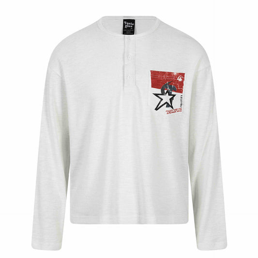 Flag Print Long Sleeve Henley Neck Regular Fit T-Shirt For Men | MuddyStock Originals