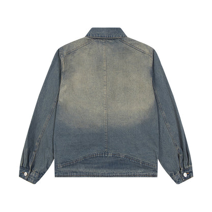 Punk Old Wash Denim Jacket For Men MuddyStock null