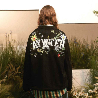 Letter Floral Embroidered Jacket For Men And Women MuddyStock