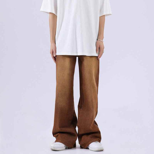 Vintage Distressed Washed Side Zipper Loose Pants For Men MuddyStock