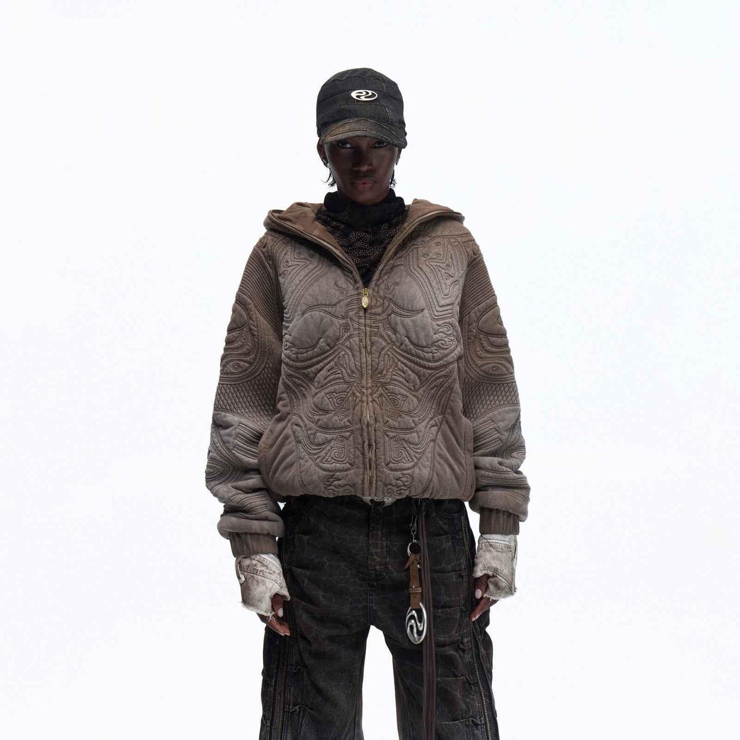 Pre-Washed Distressed Hoodie For Men And Women null