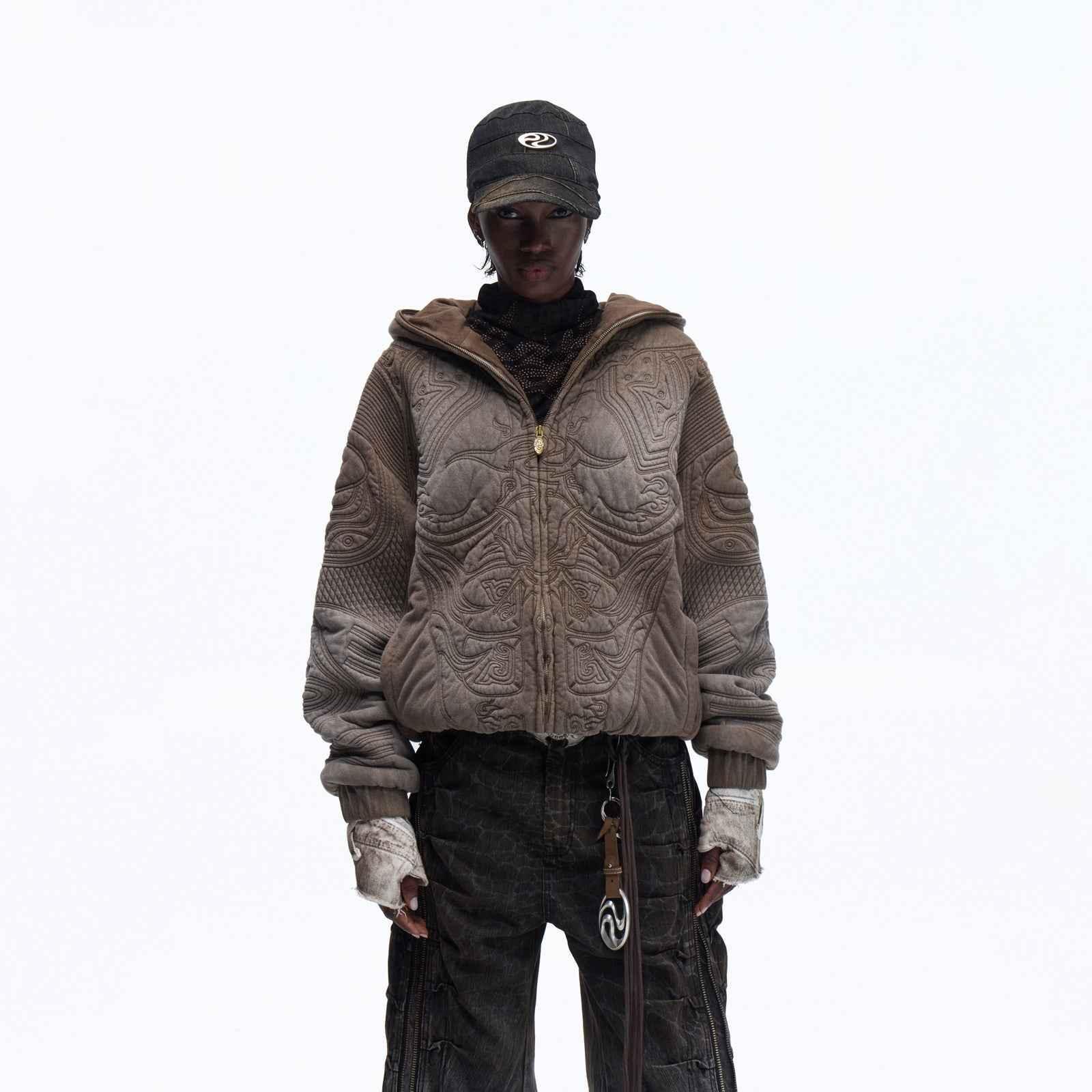 Pre-Washed Distressed Hoodie For Men And Women null