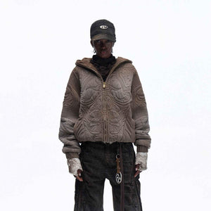 Pre-Washed Distressed Hoodie For Men And Women Brown null