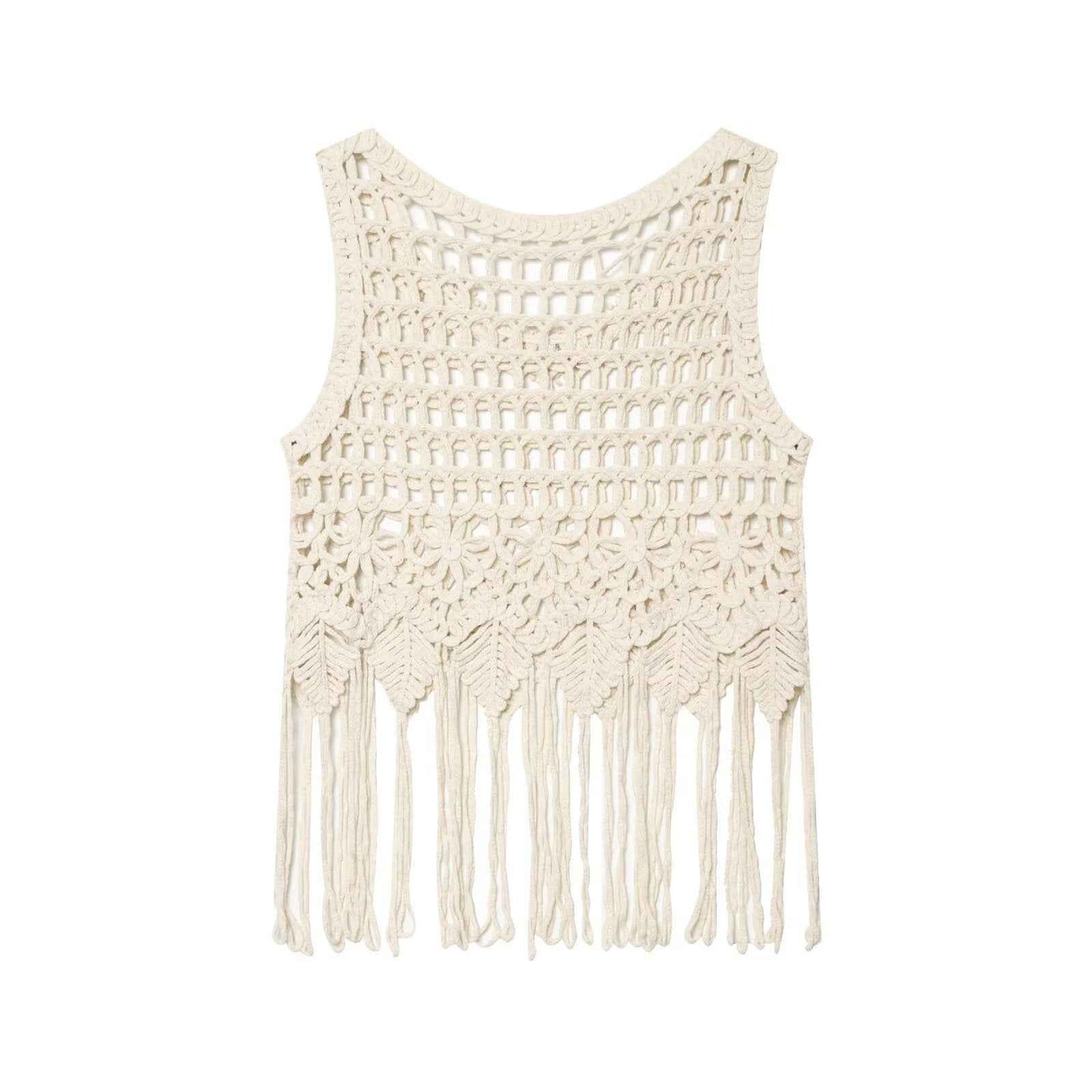Brick inlaid tassel knitted sleeveless vest for women | MuddyStock Originals
