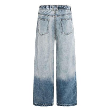 Washed Gradient Distressed Straight Loose Fit Denim Pants for Men | MuddyStock Originals